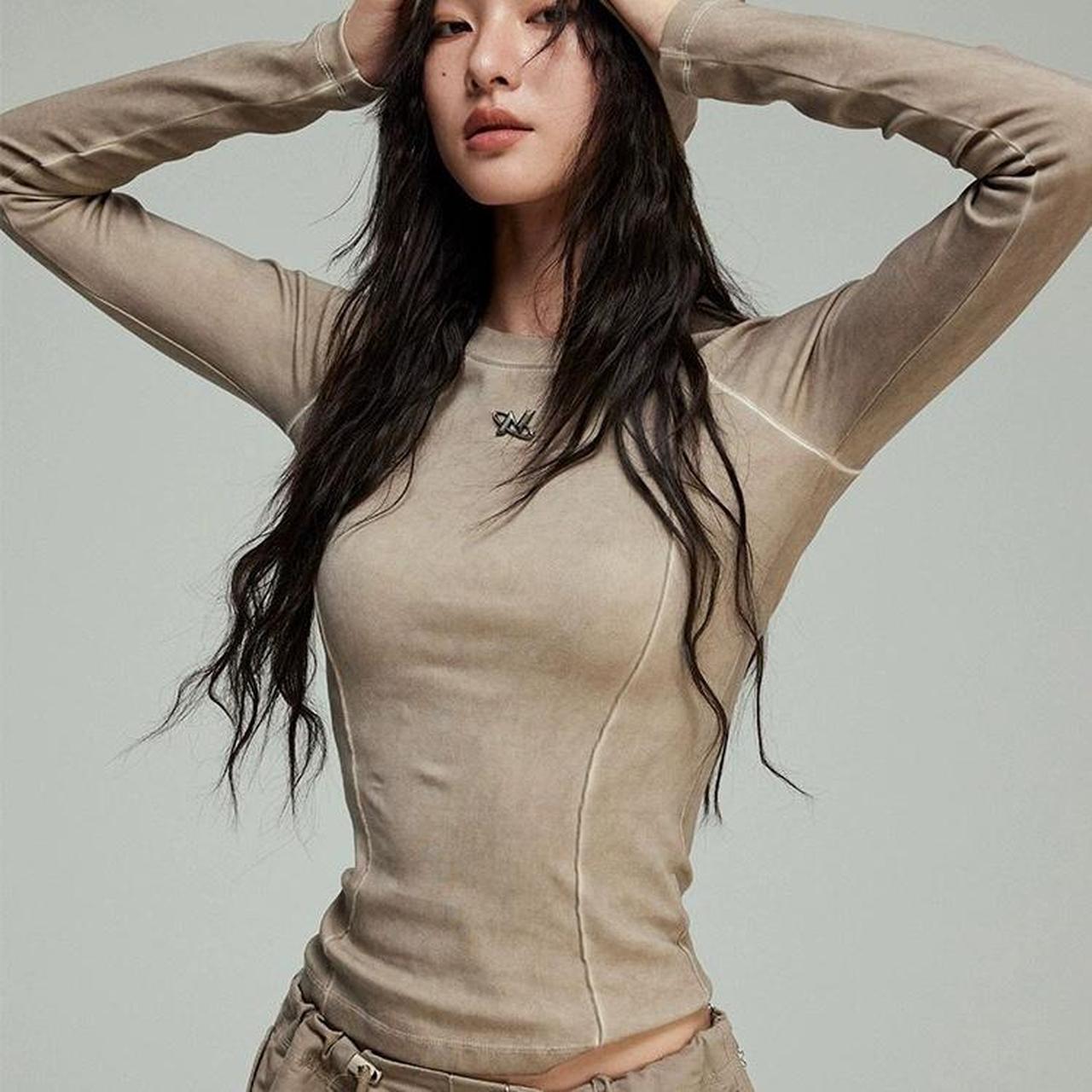 Light ashen distressed long sleeve Tshirt for... Depop