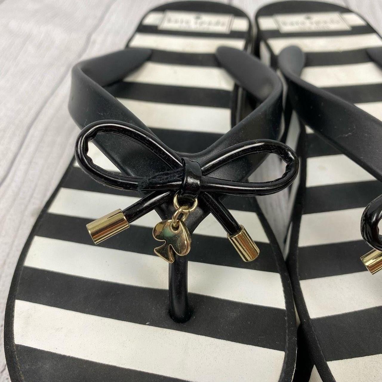 Kate spade black bow flip online flops