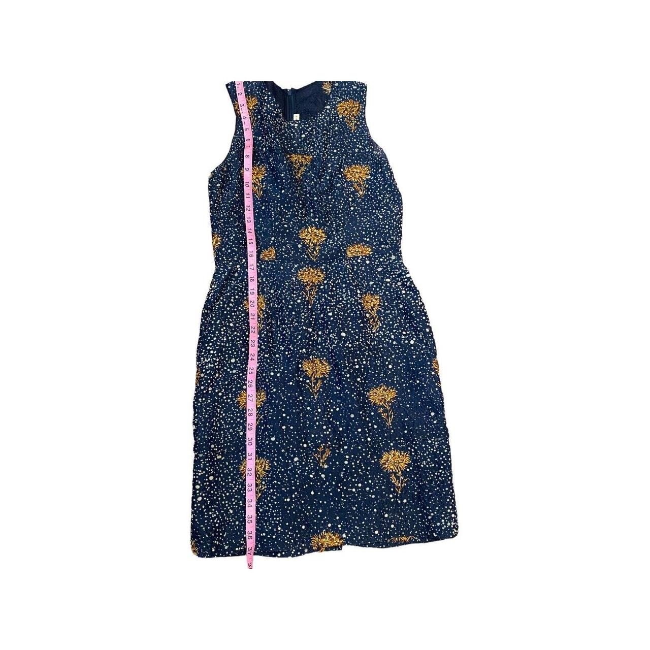 Balenciaga Crinkle Silk Navy Blue Dress with Floral Embroidery high quality Sz IT 40