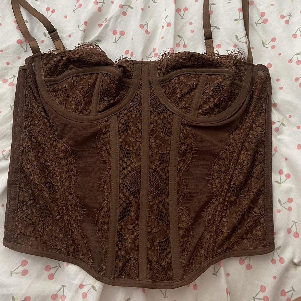 Lace Bustier Corset (brown) Size S Never... Depop