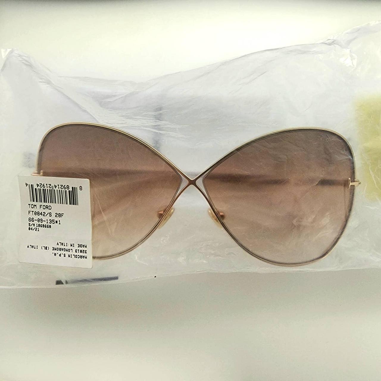TOM FORD Women's Gold and Brown Sunglasses | Depop