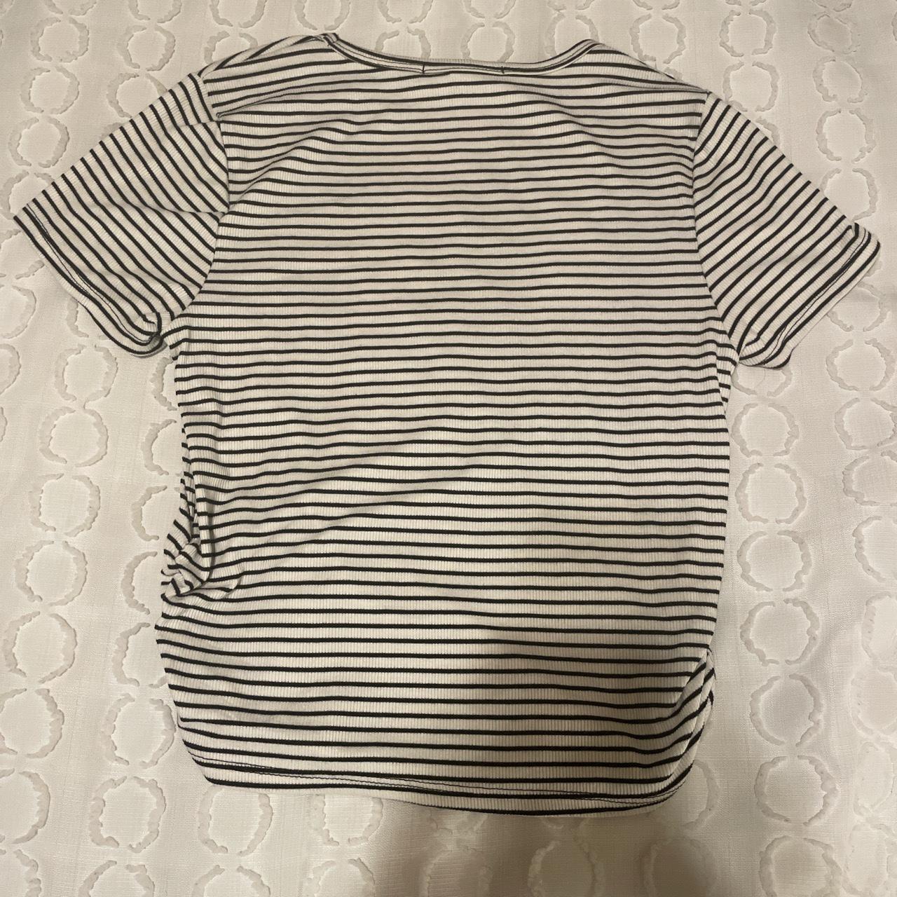 Black and white striped T-shirt. It is a size small... - Depop