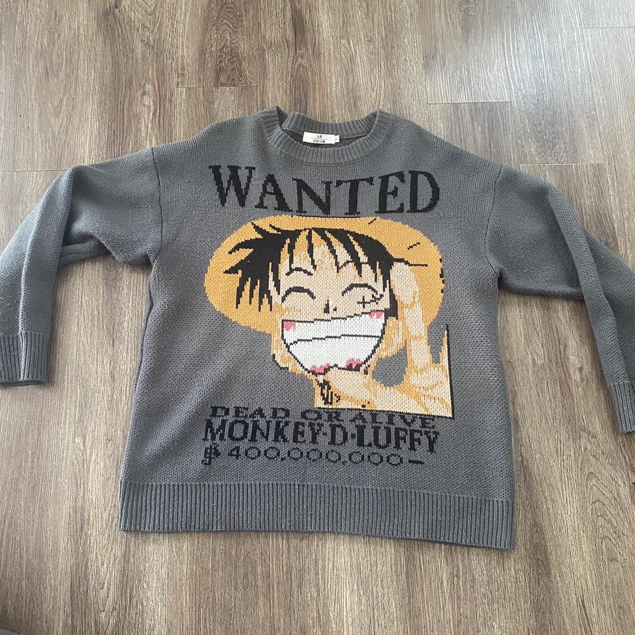 One piece Luffy wanted poster knitted sweater Japanese