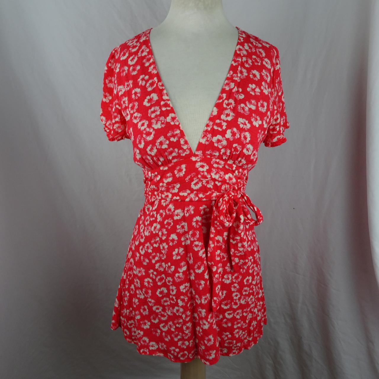 Lulus Garden Explorer Red Floral Print Mini Dress.... - Depop