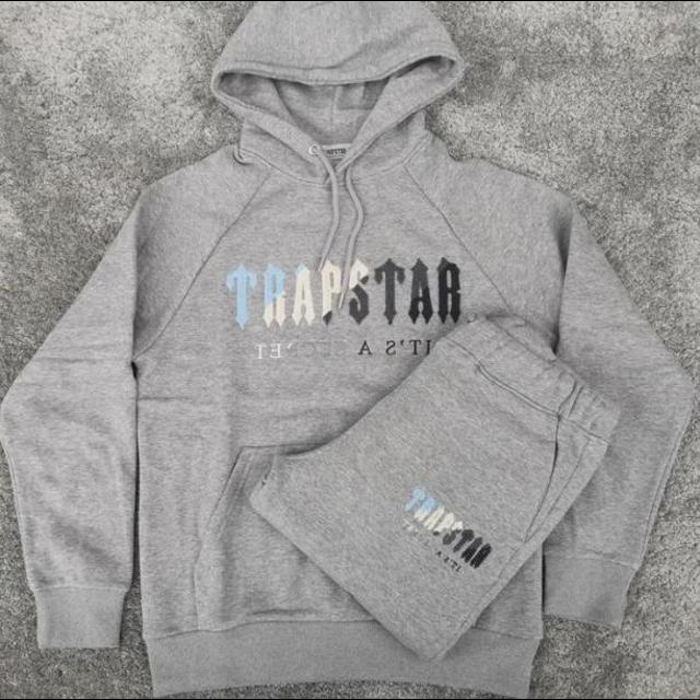 Trapstar Chenille Decoded Hoodie Tracksuit - Grey... - Depop