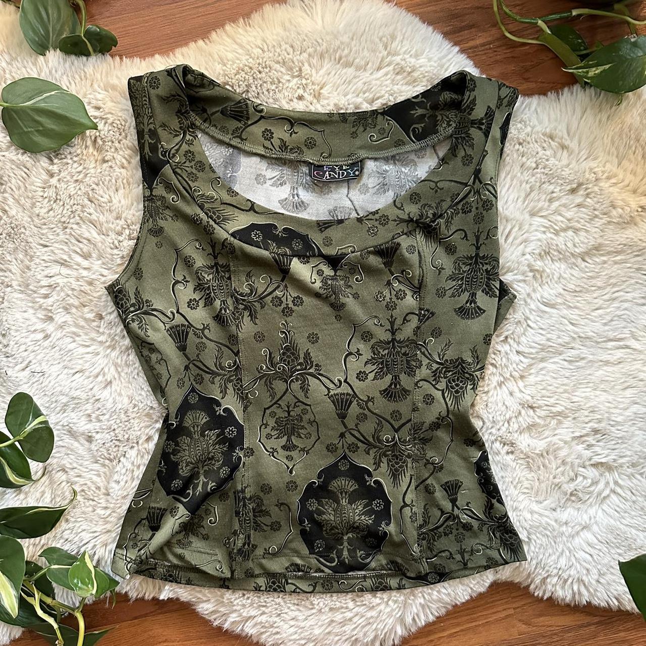 Eye Candy Women's Black and Green Vest | Depop