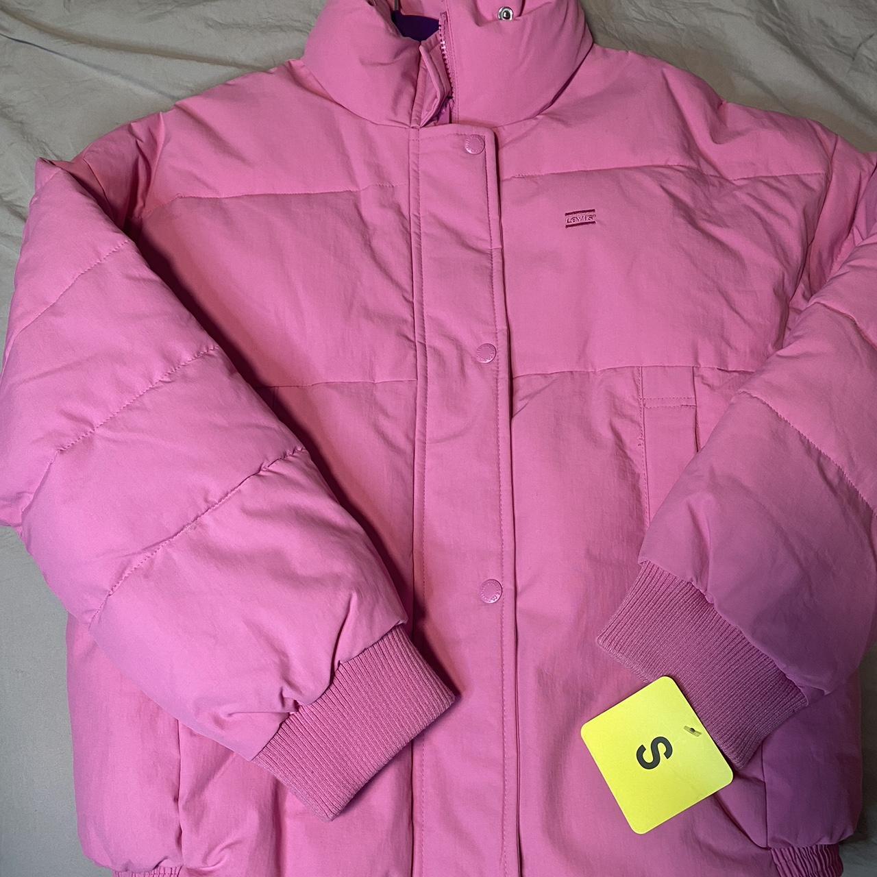 levi pink puffer jacket