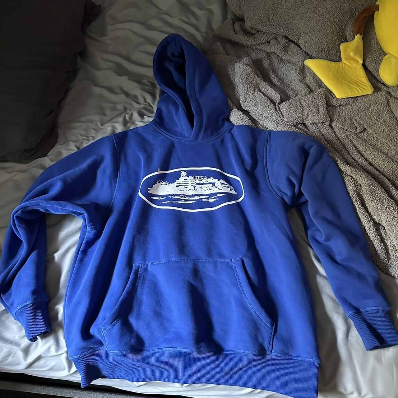 BLUE CORTEIZ HOODIE SIZE L BRAND NEW WITH TAGS - Depop