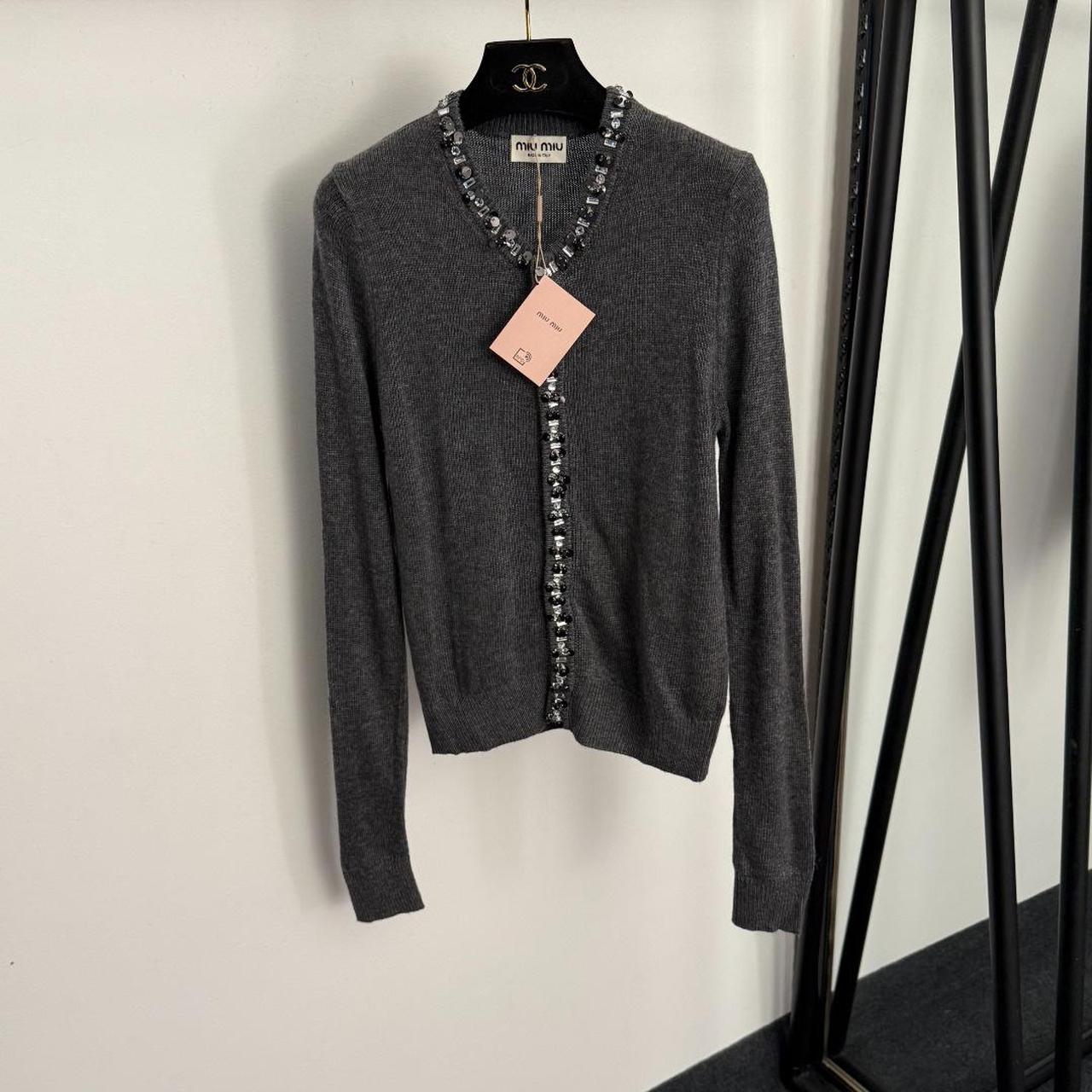 Miu Miu Women's Cardigan - Grey - L – Miu Miu Gre… - image 1
