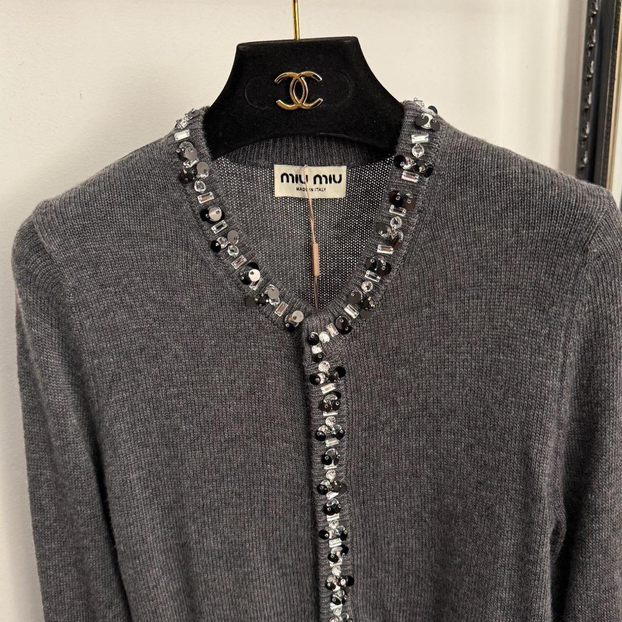 Miu Miu Women's Cardigan - Grey - L – Miu Miu Gre… - image 4