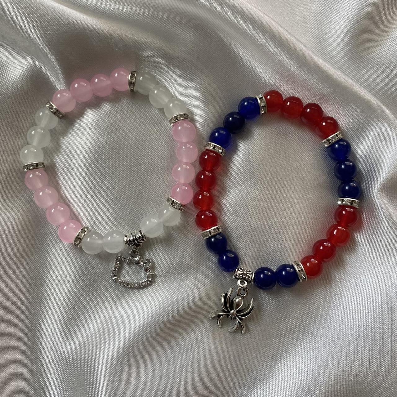 Crystal spider man x hello kitty matching bracelets... - Depop