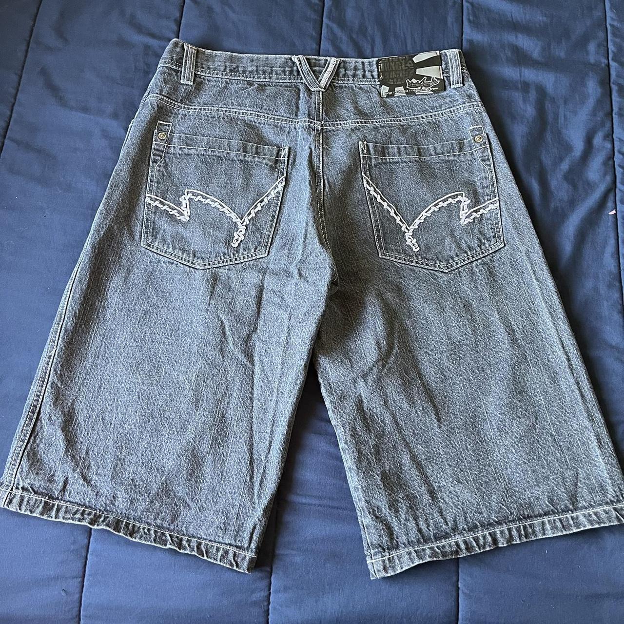 5ive jungle embroidered jorts Size- 36, measurements... - Depop