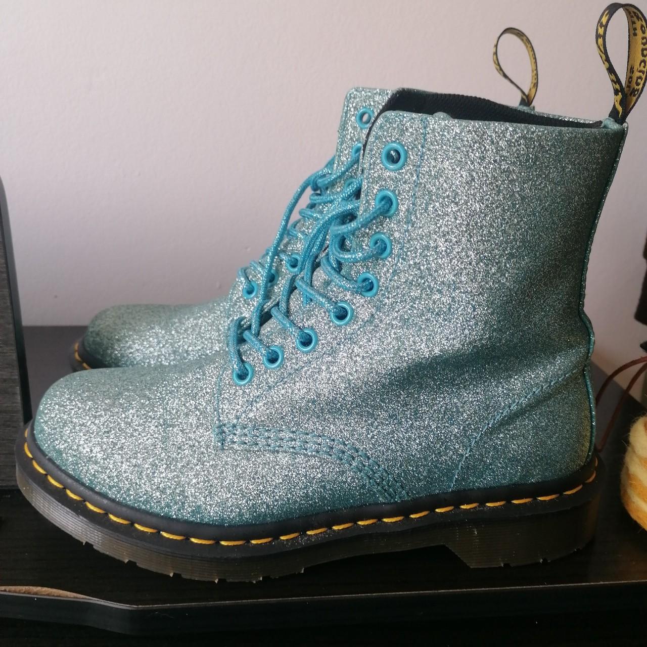 Dr. Martens turquoise blue glitter 1460 pascal boots. Depop