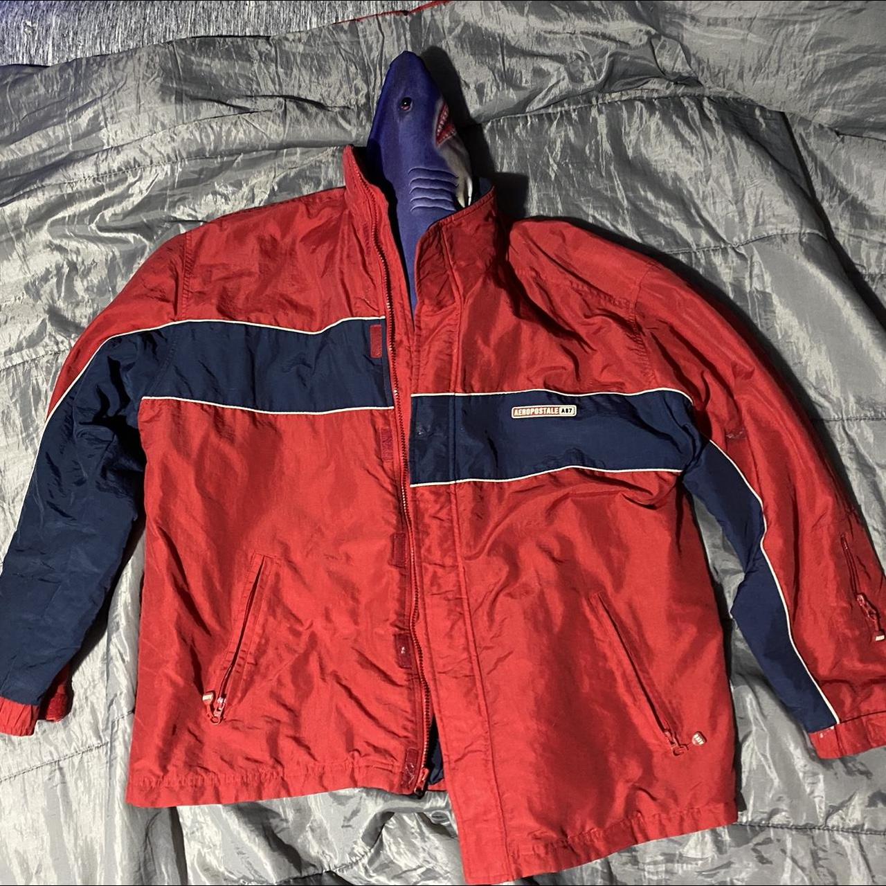 Aeropostale Men's Red and Blue Coat | Depop