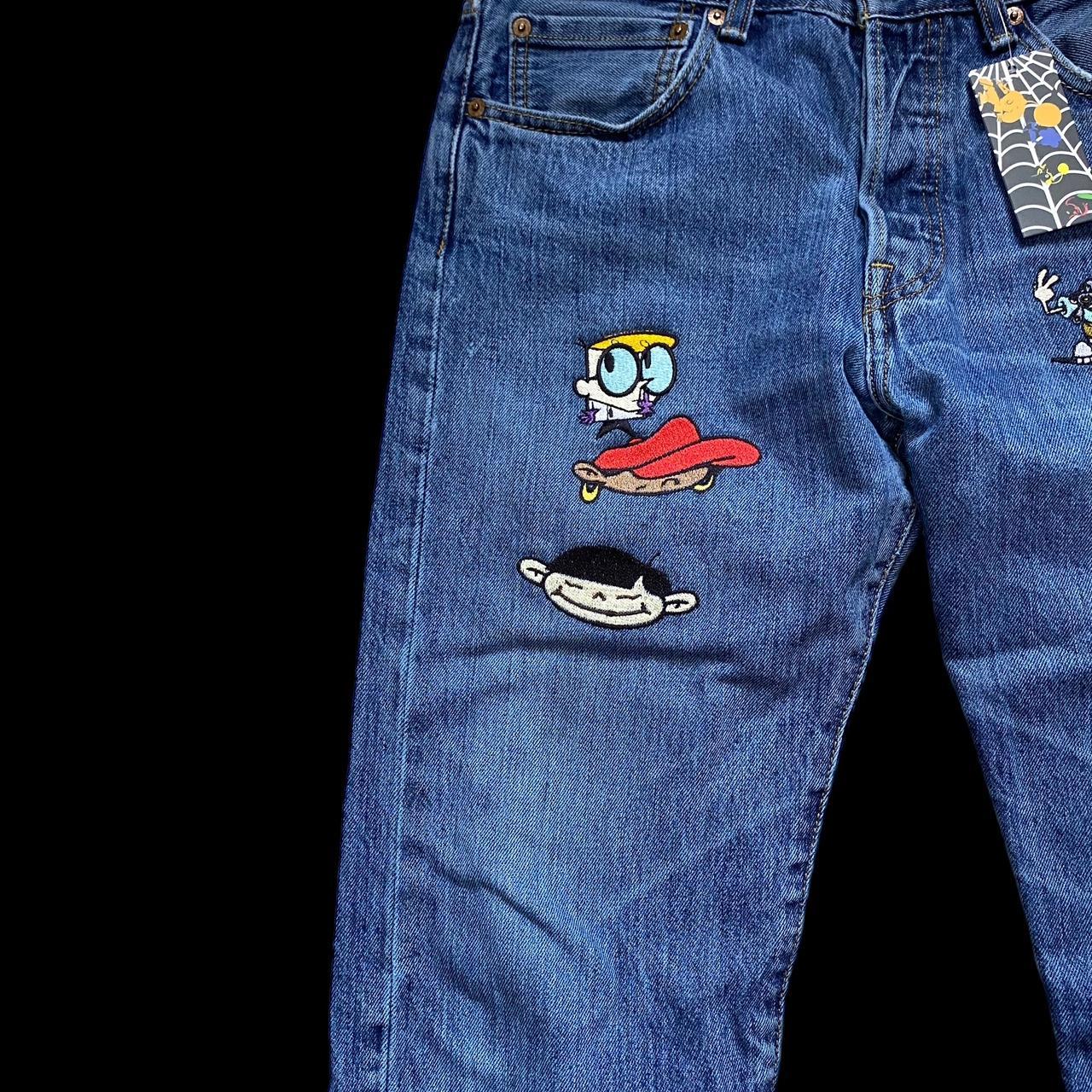 Embroidered Cartoon Network Denim 1of1 Pants... - Depop