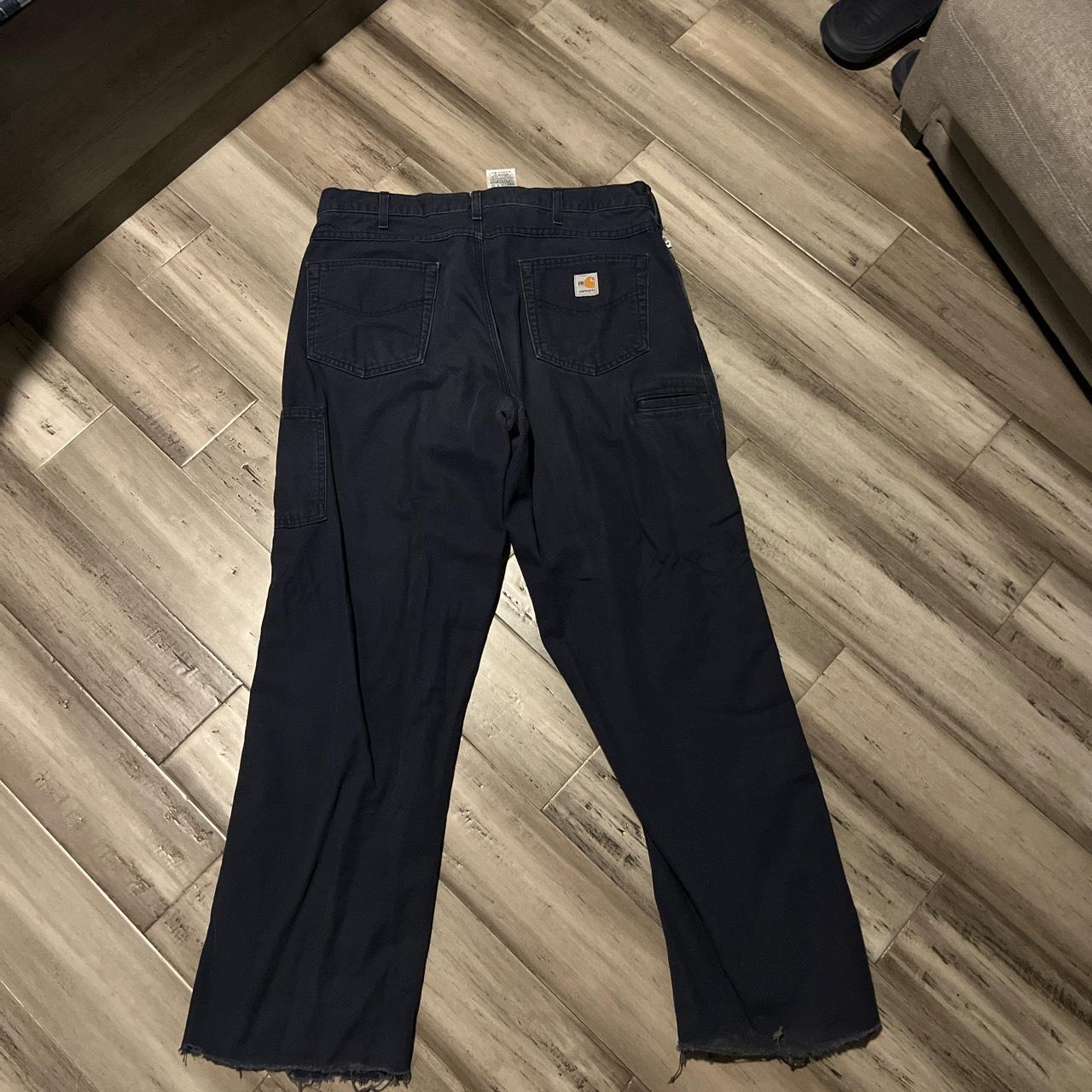 Vintage Navy blue carhartt pants size 36x32 but cut... - Depop