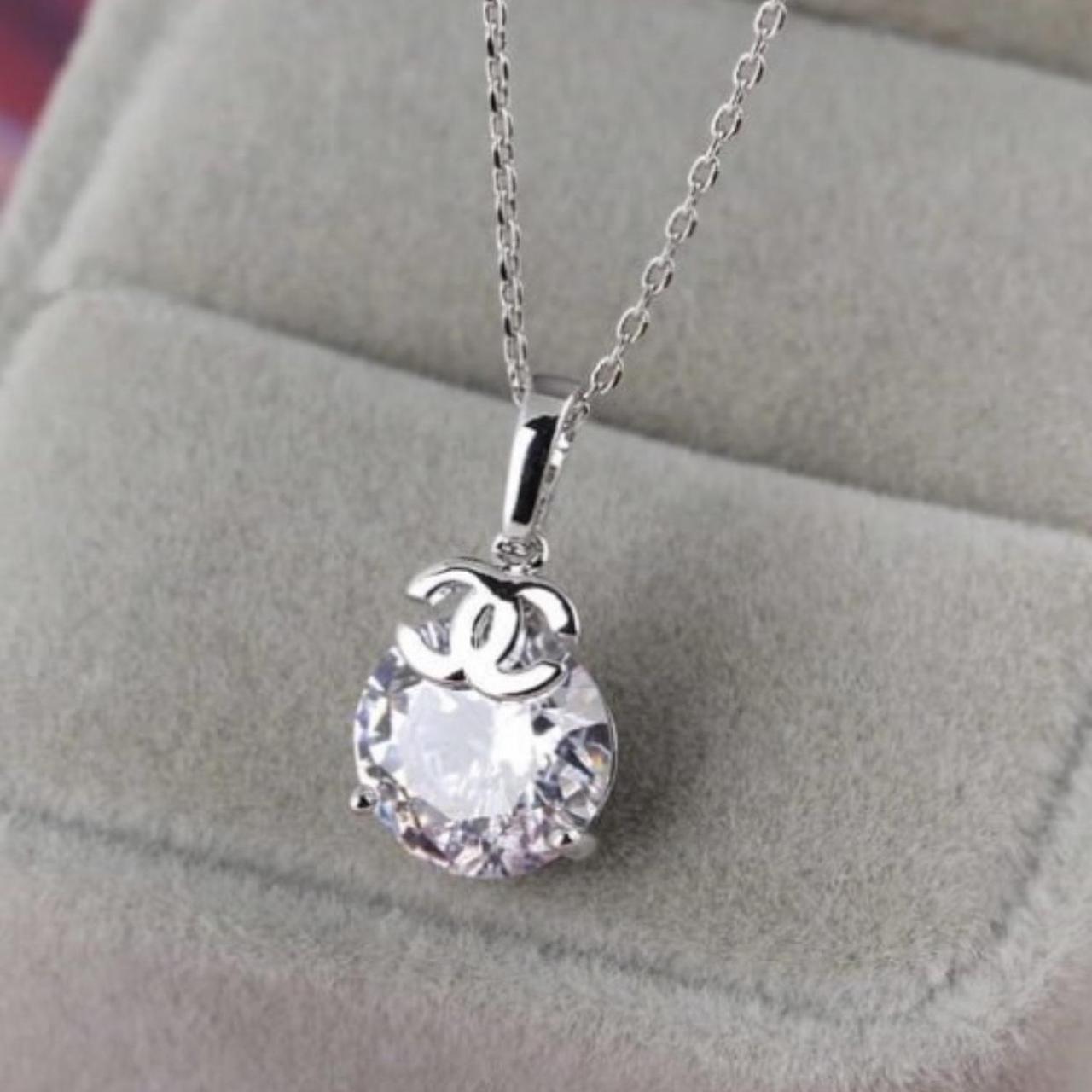 Repurposed diamanté pendant and necklace Free... - Depop
