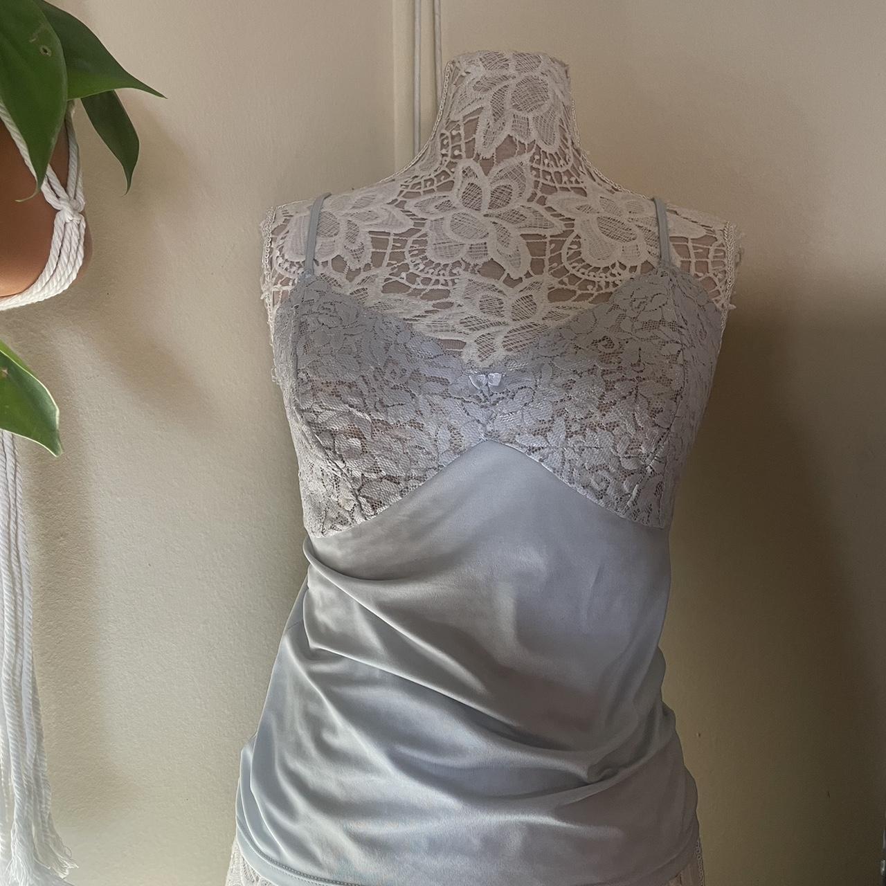 y2k baby blue lace cami lingerie top baby blue tank... Depop