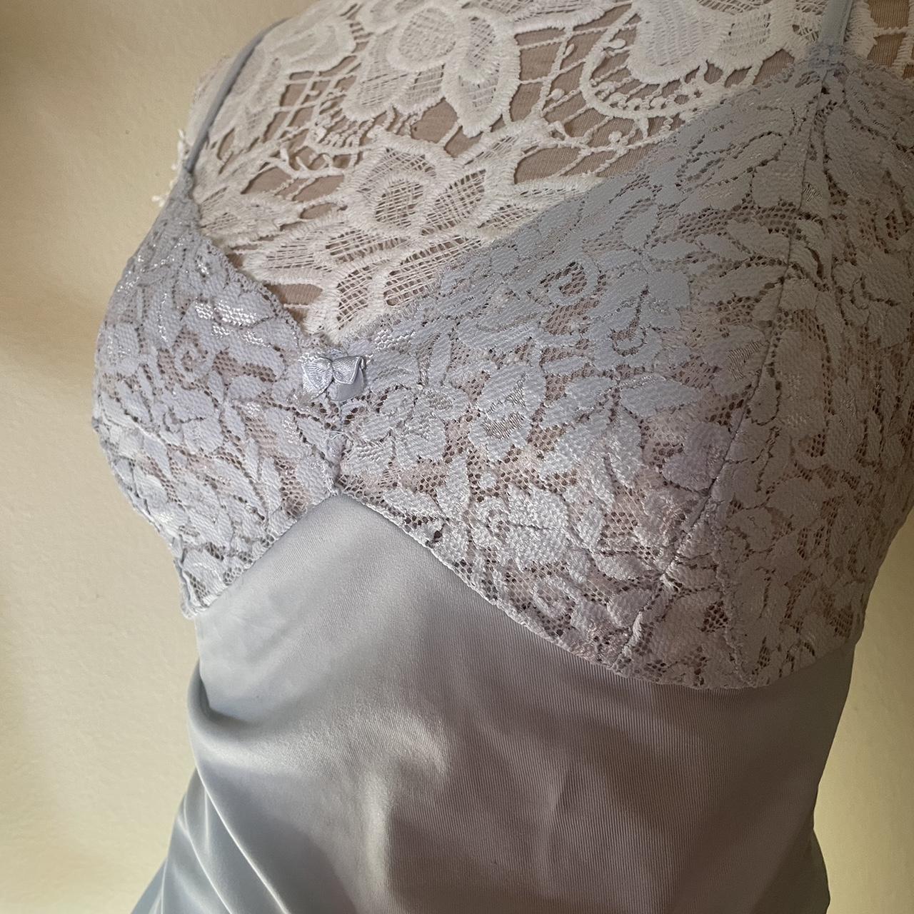 y2k baby blue lace cami lingerie top baby blue tank... Depop