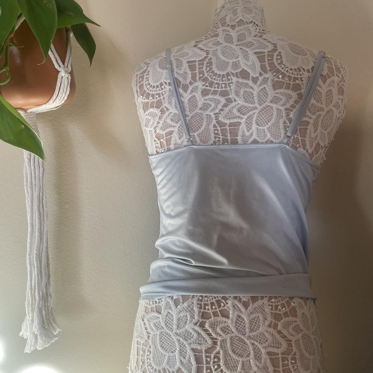 y2k baby blue lace cami lingerie top baby blue tank... Depop