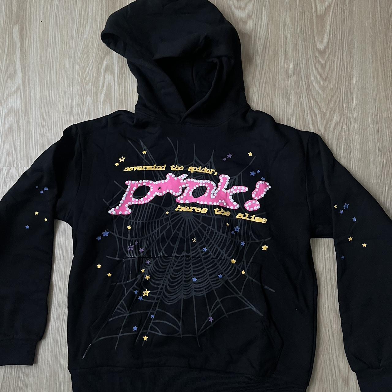 Sp5der Pink V2 Hoodie Black Size Small Brand New - Depop