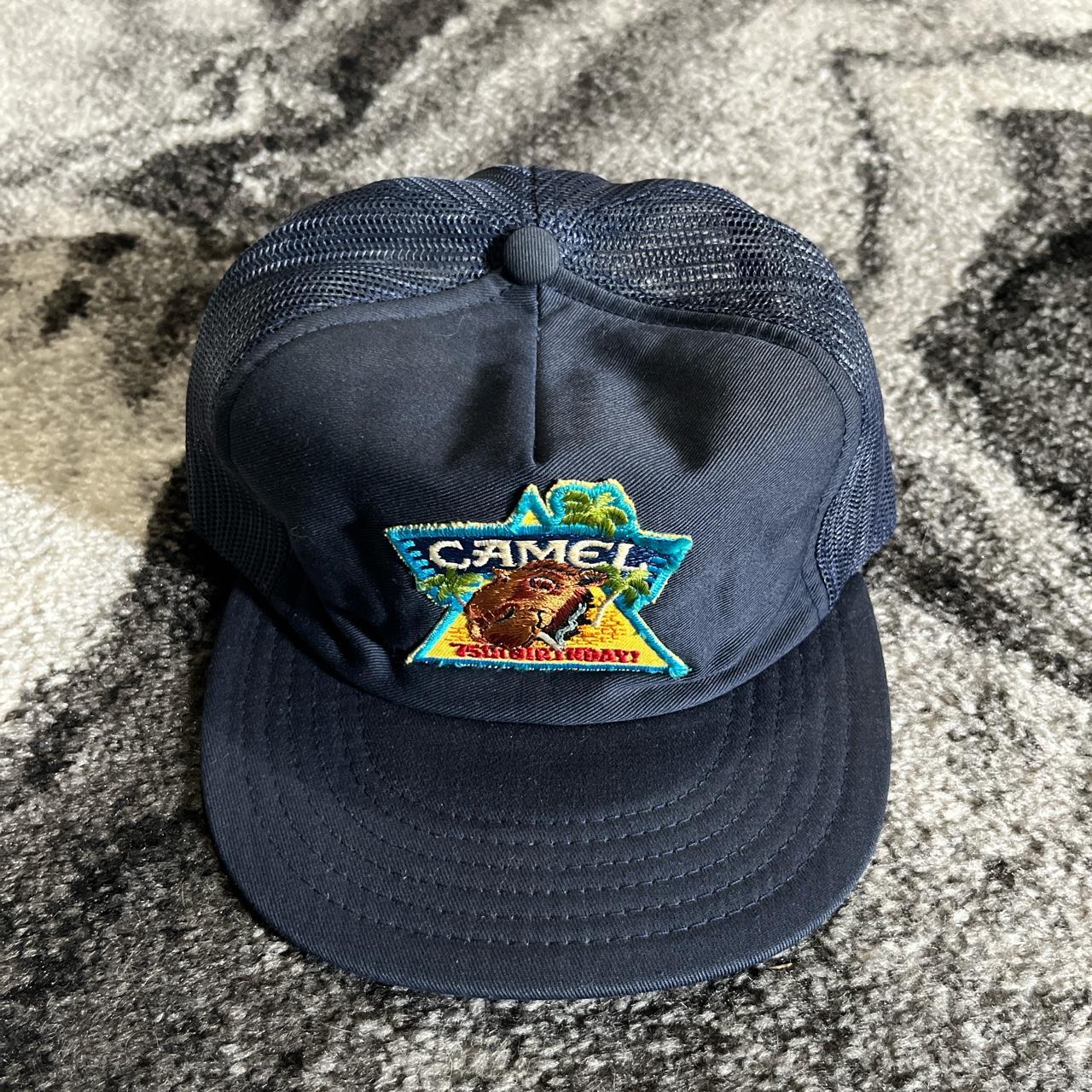 Camel Men's Blue and Navy Hat | Depop