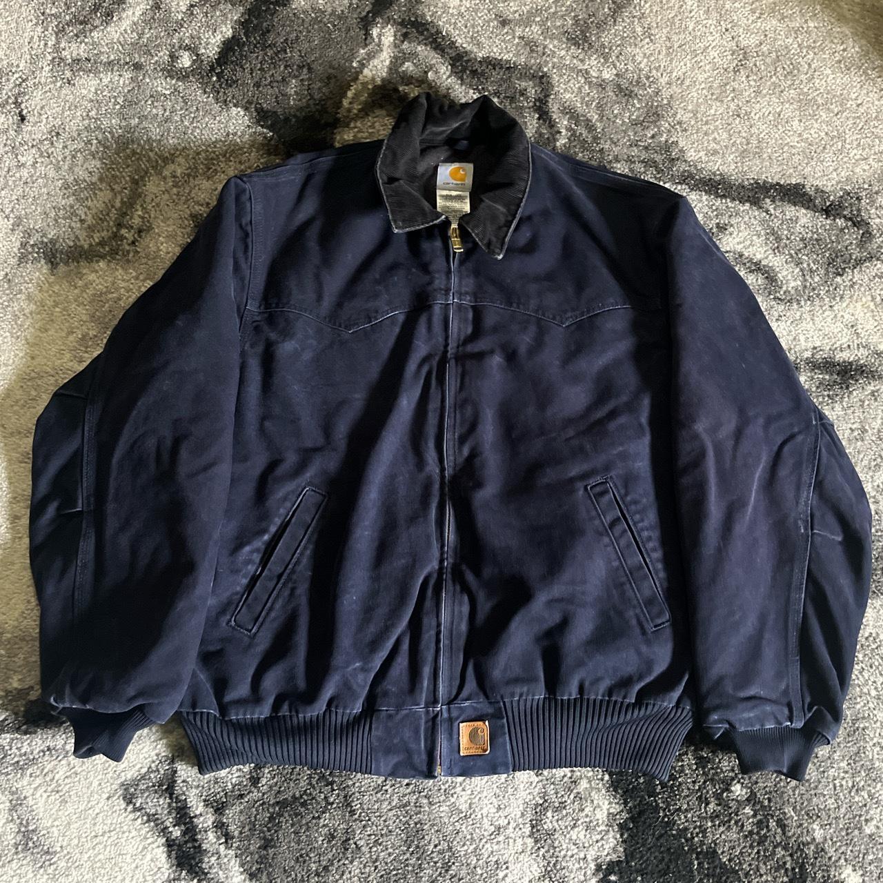 Navy Carhartt Santa Fe jacket Super small stain on... - Depop