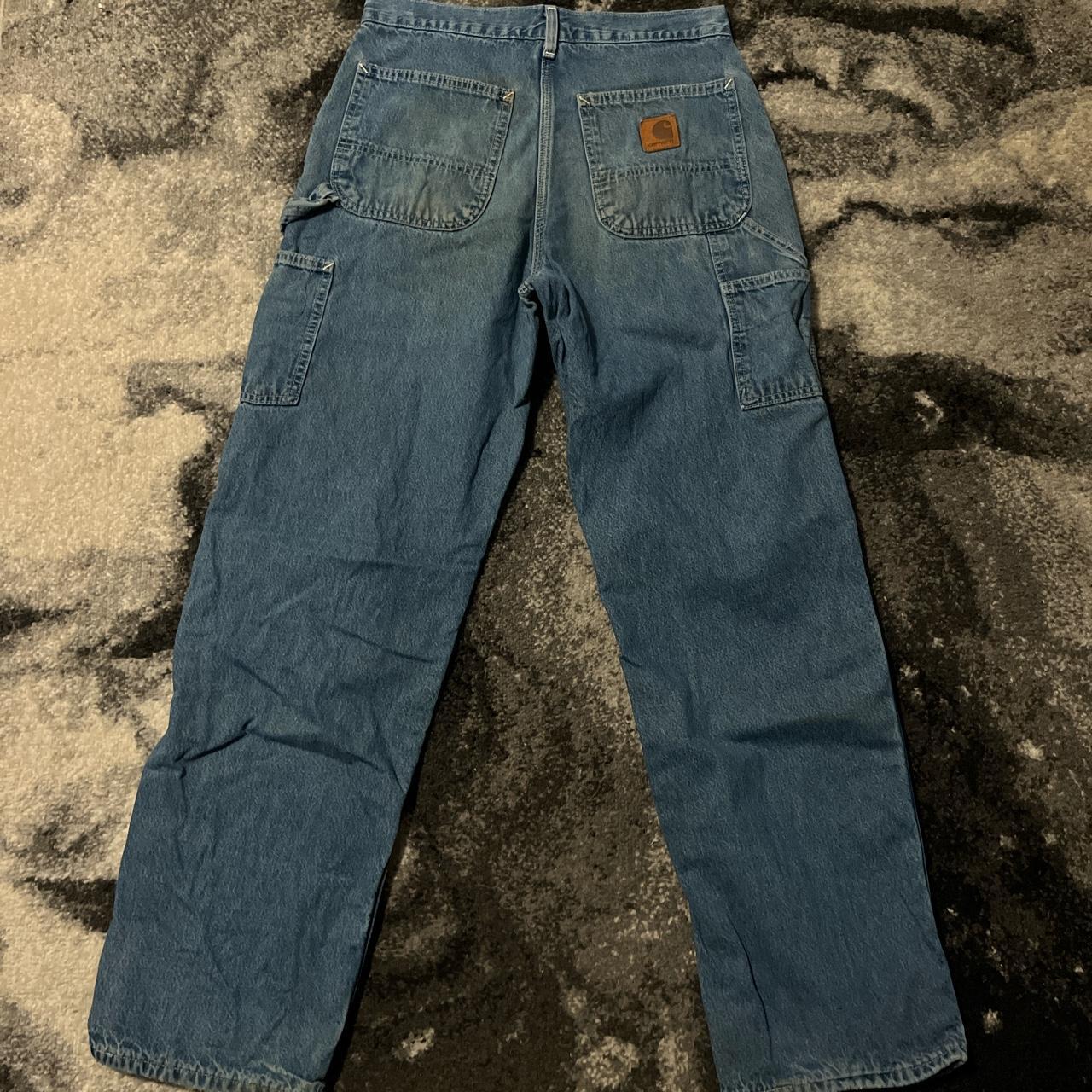 Denim Carhartt Flannel lined Carpenter Pants Light... - Depop