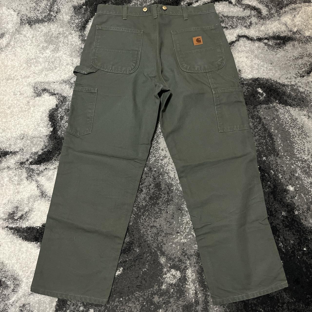 Green Carhartt Carpenter Pants Stains Size:... - Depop