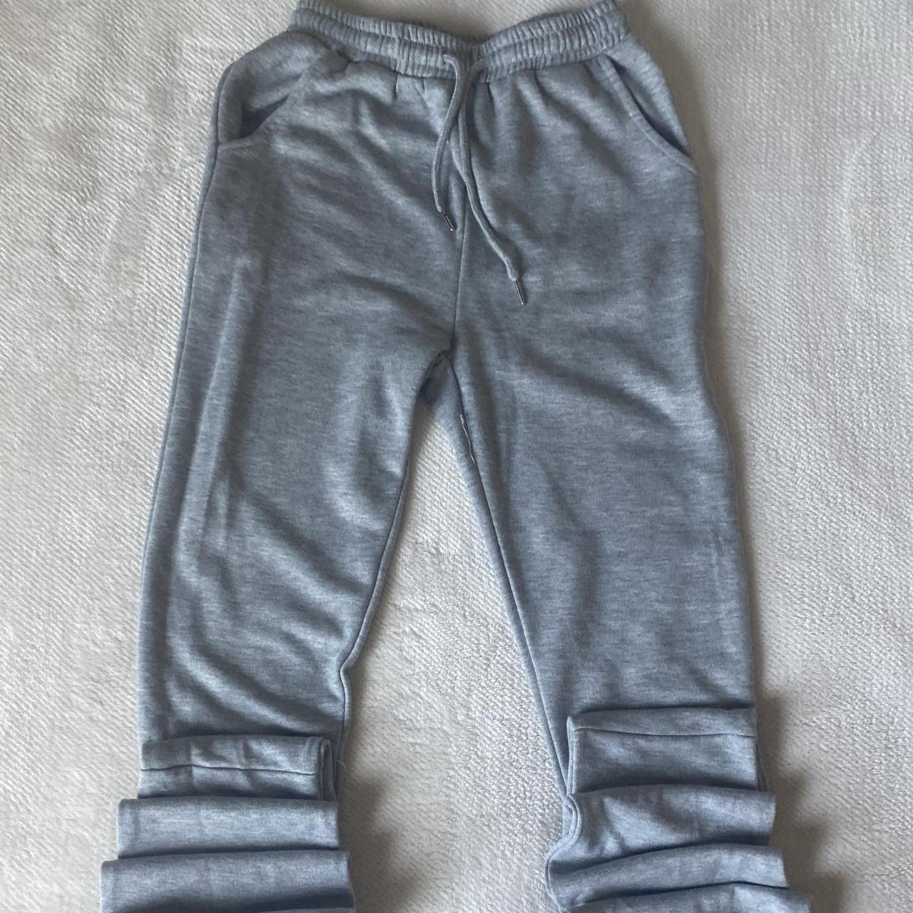 cute stacked joggers, worn once, would look... - Depop