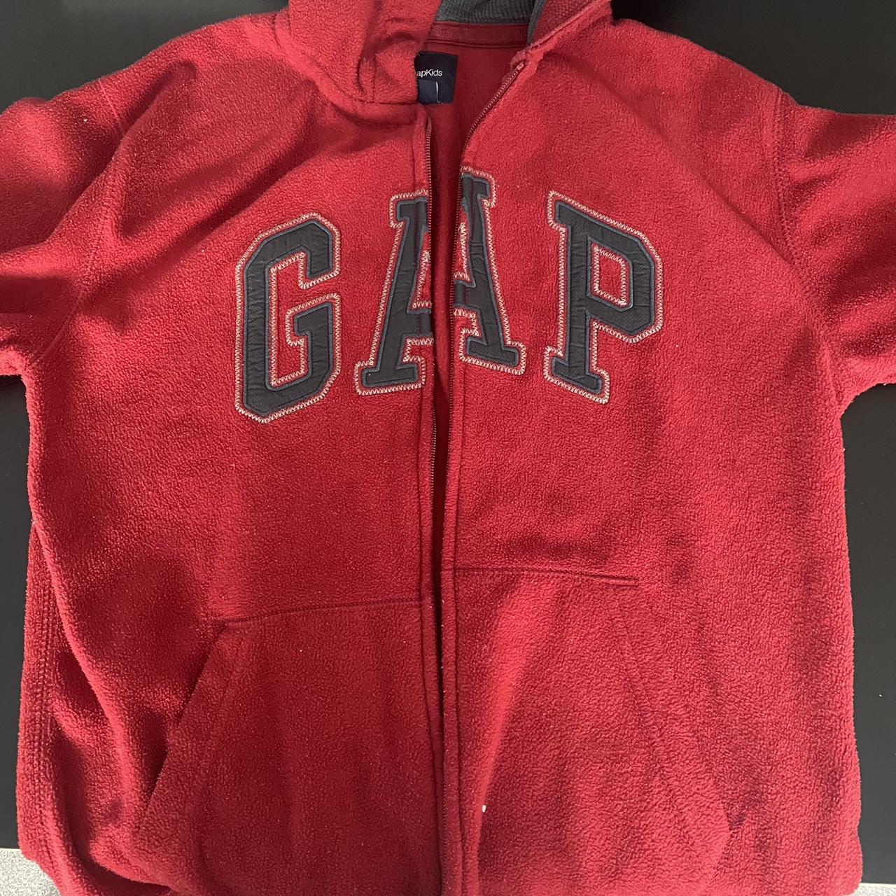 Red fleece vintage gap jumper Zip up size S Unisex - Depop