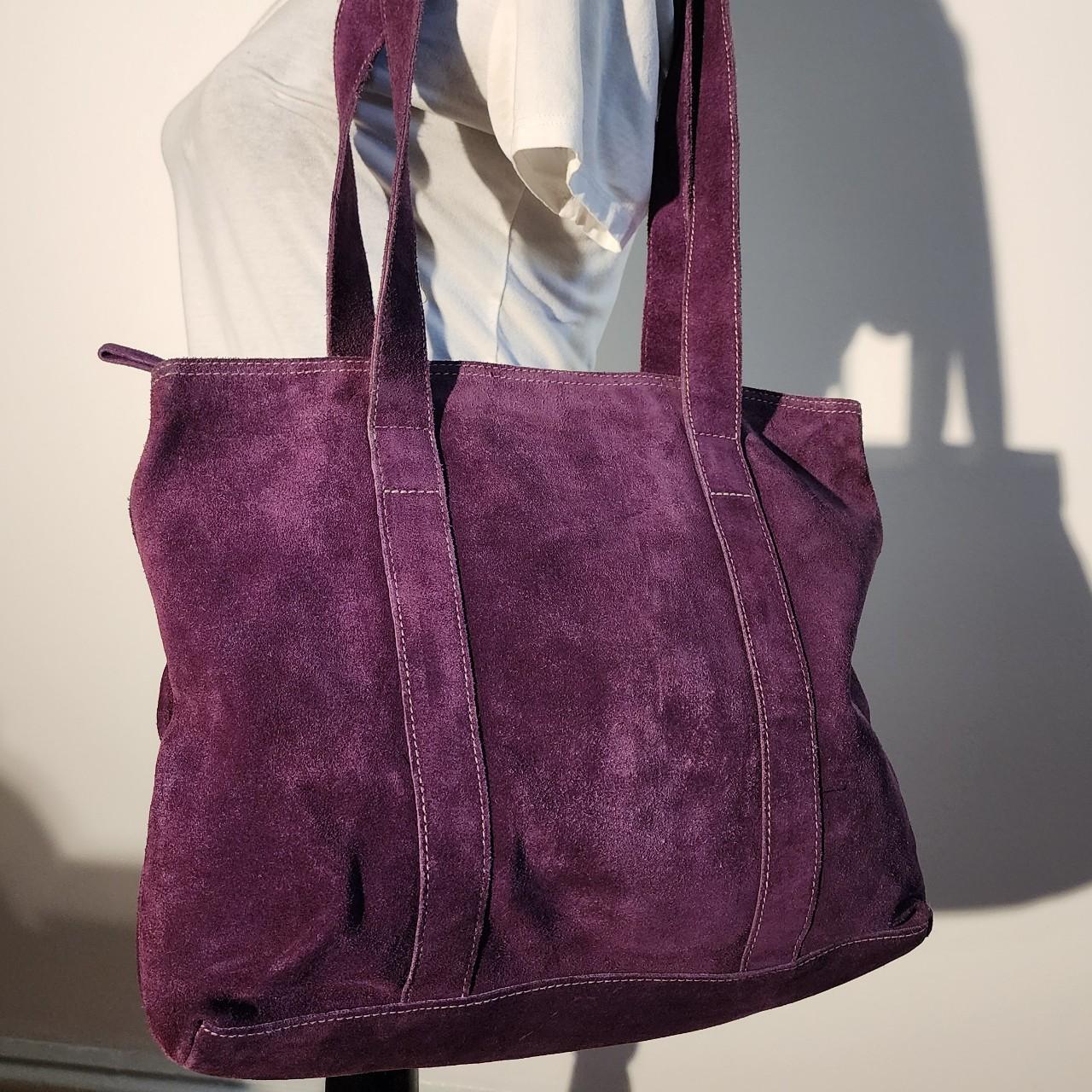 Levenger Large Purple Leather store Handbag Tote