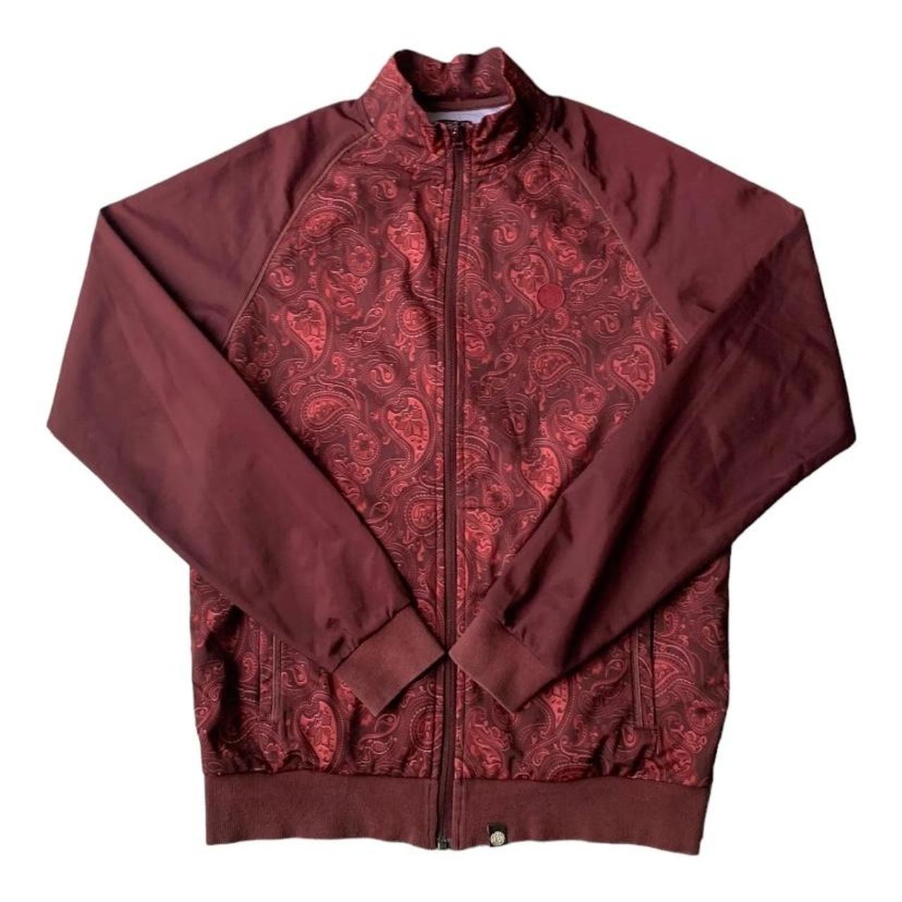 Pretty Green Paisley Track Jacket Mens XS Burgundy... - Depop