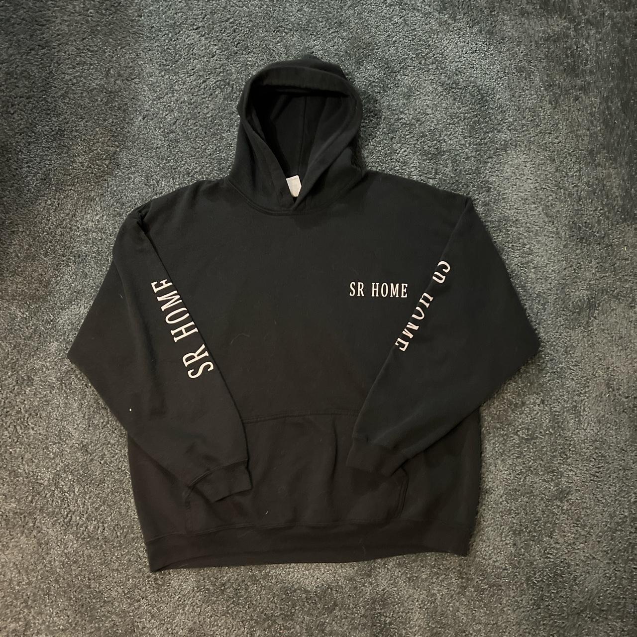 Vintage Black Hoodie With Sr Home Graphic With A - Depop