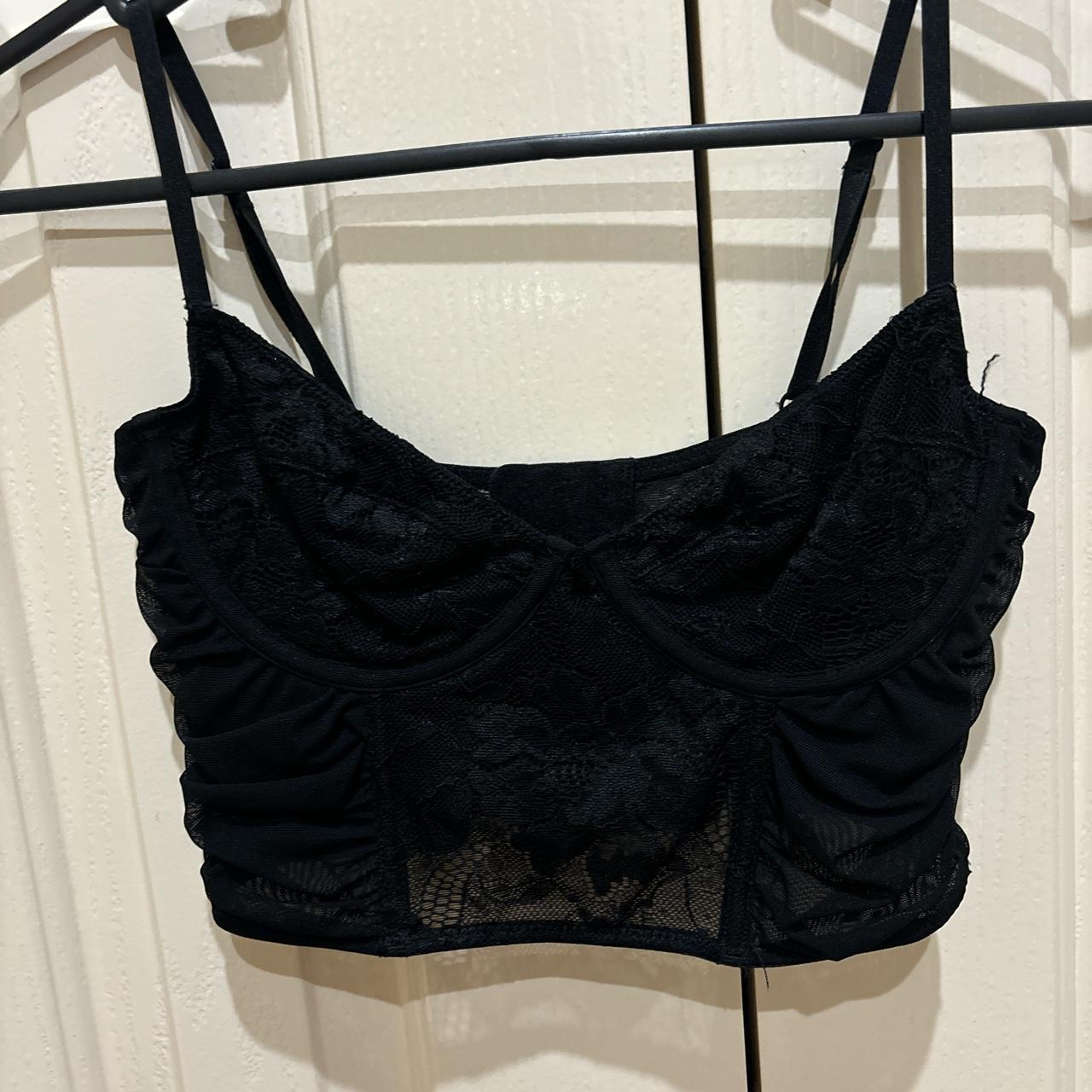 black lace top so cute for a night out worn... - Depop