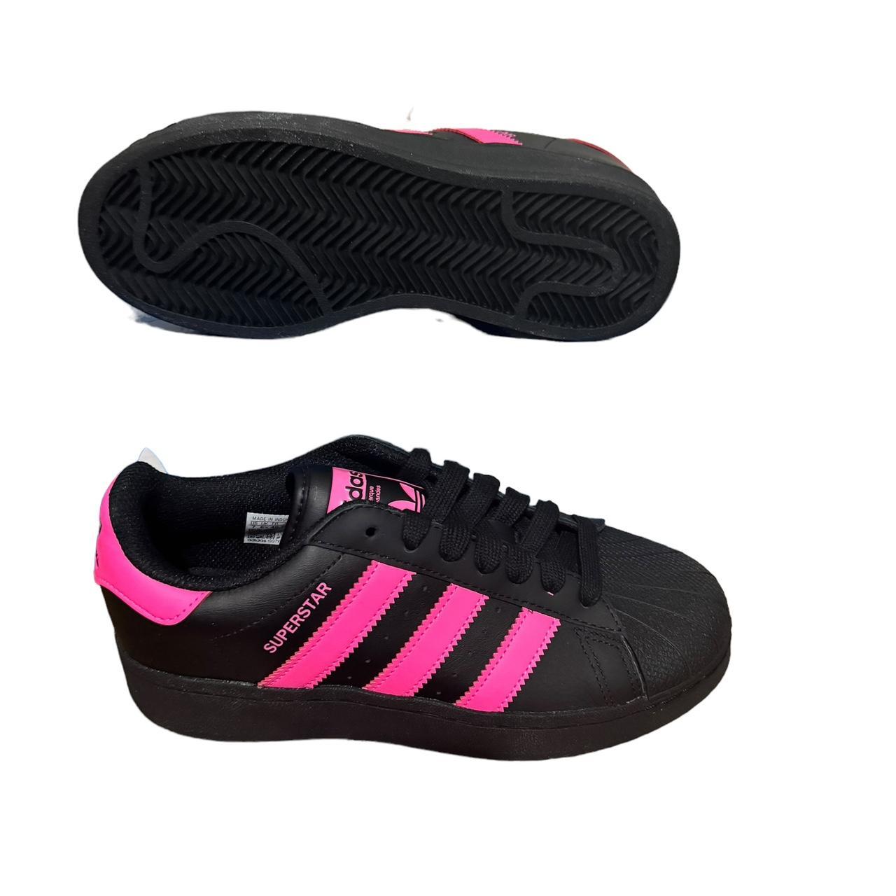 Adidas Superstar Black And Pink Kids Size 7 Women - Depop