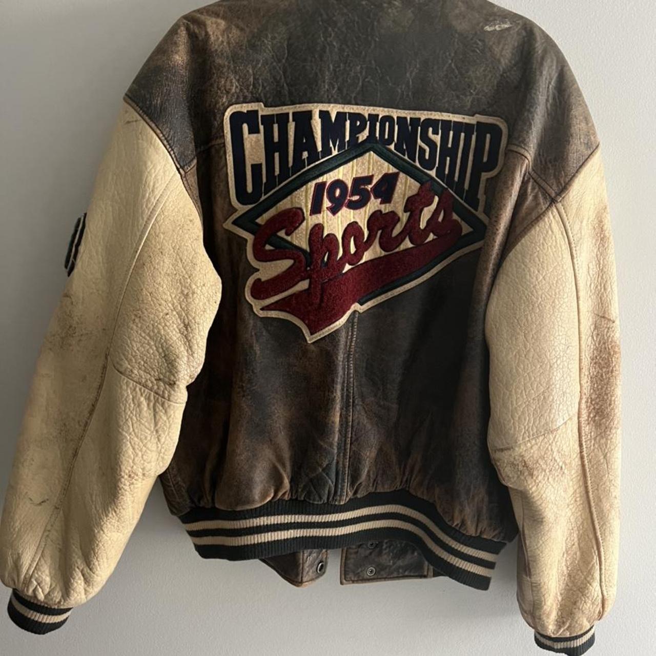 Vintage 90s Two Tone Colts Leather Varsity Jacket - Depop