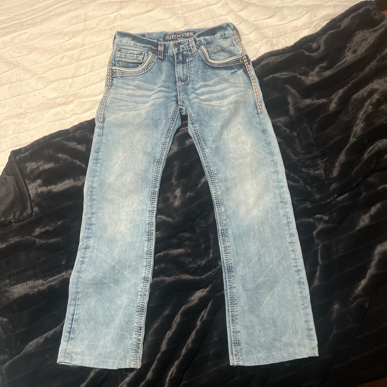 Light blue boot cut affliction jeans, they are in... - Depop