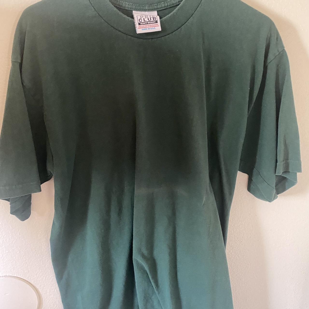 Pro Club Dark Green Heavyweight T-Shirt - Depop