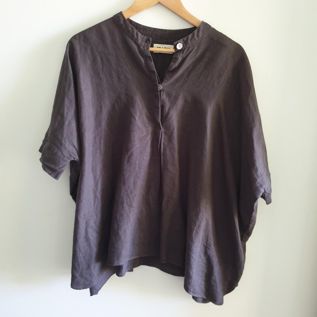 Beautiful french linen St Agni blouse Free size Two... - Depop