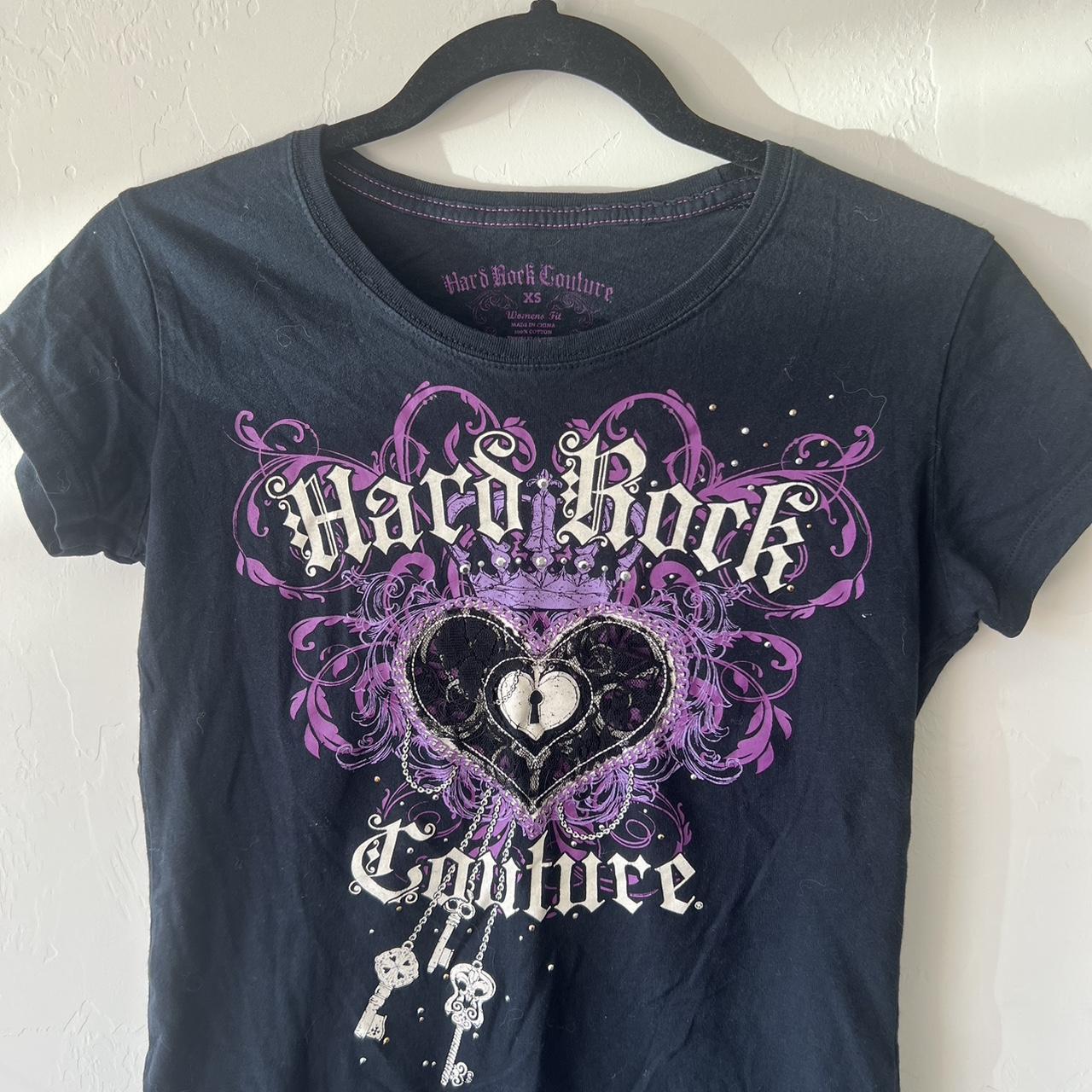 Hard Rock Cafe Women's Black and Purple Shirt | Depop