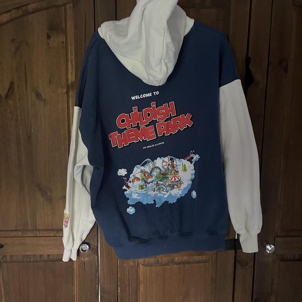Childish theme park hoodie oversized for Size... Depop