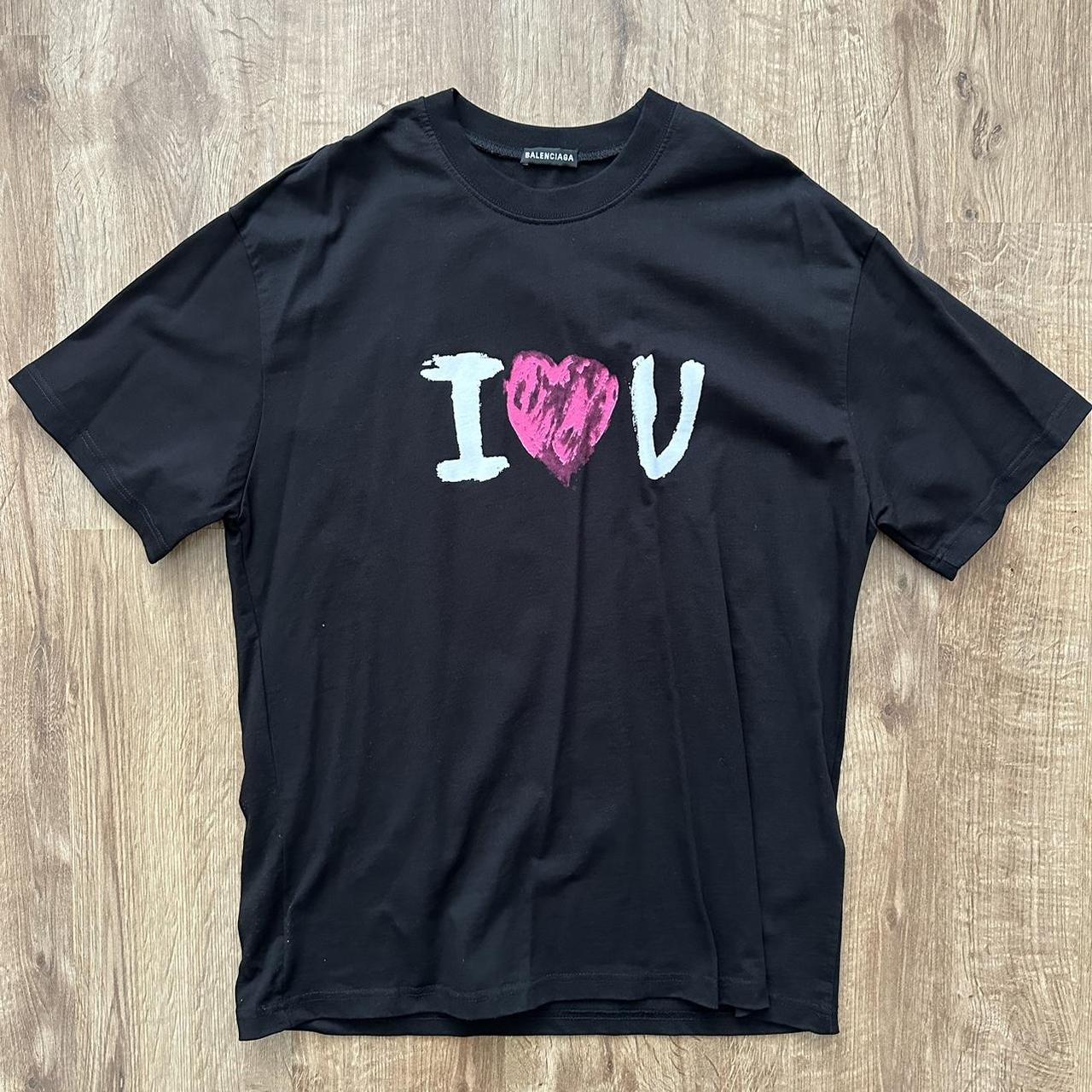 Balenciaga I Luv U Print T Shirt In Black (Size Large) | Depop