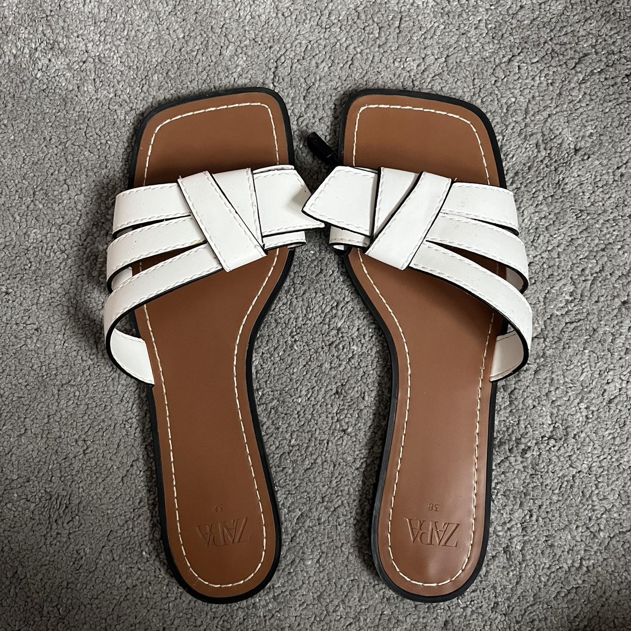 Zara Women's White Slides | Depop