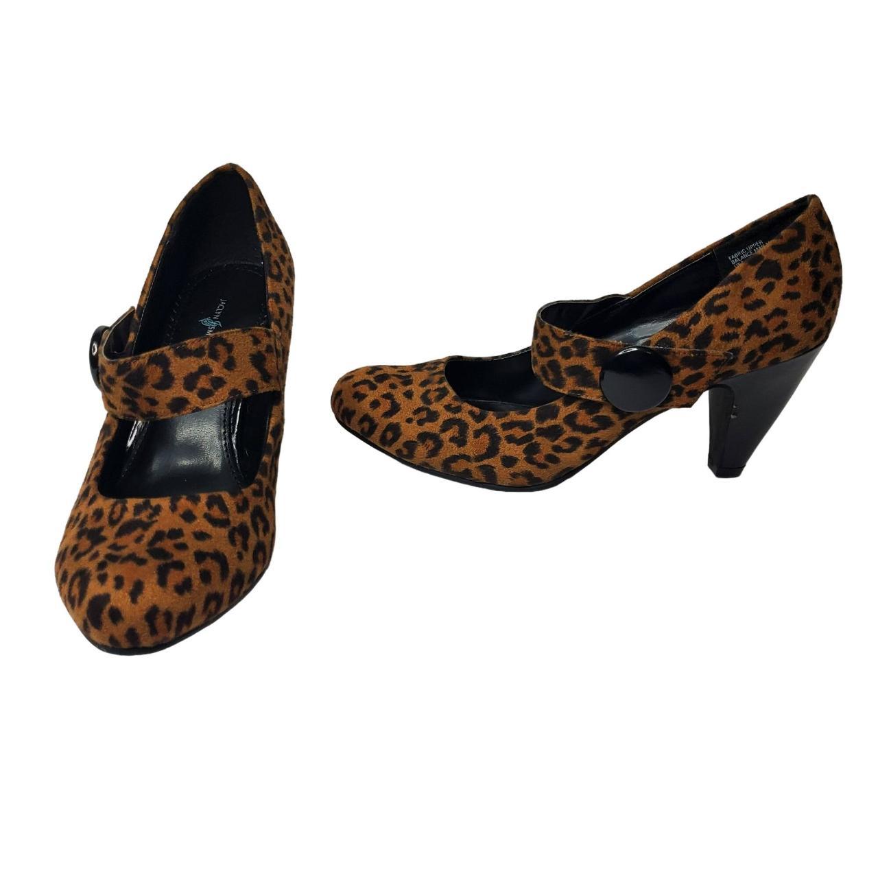 Jaclyn Smith Leopard Print Heels Size M Faux Calf Depop