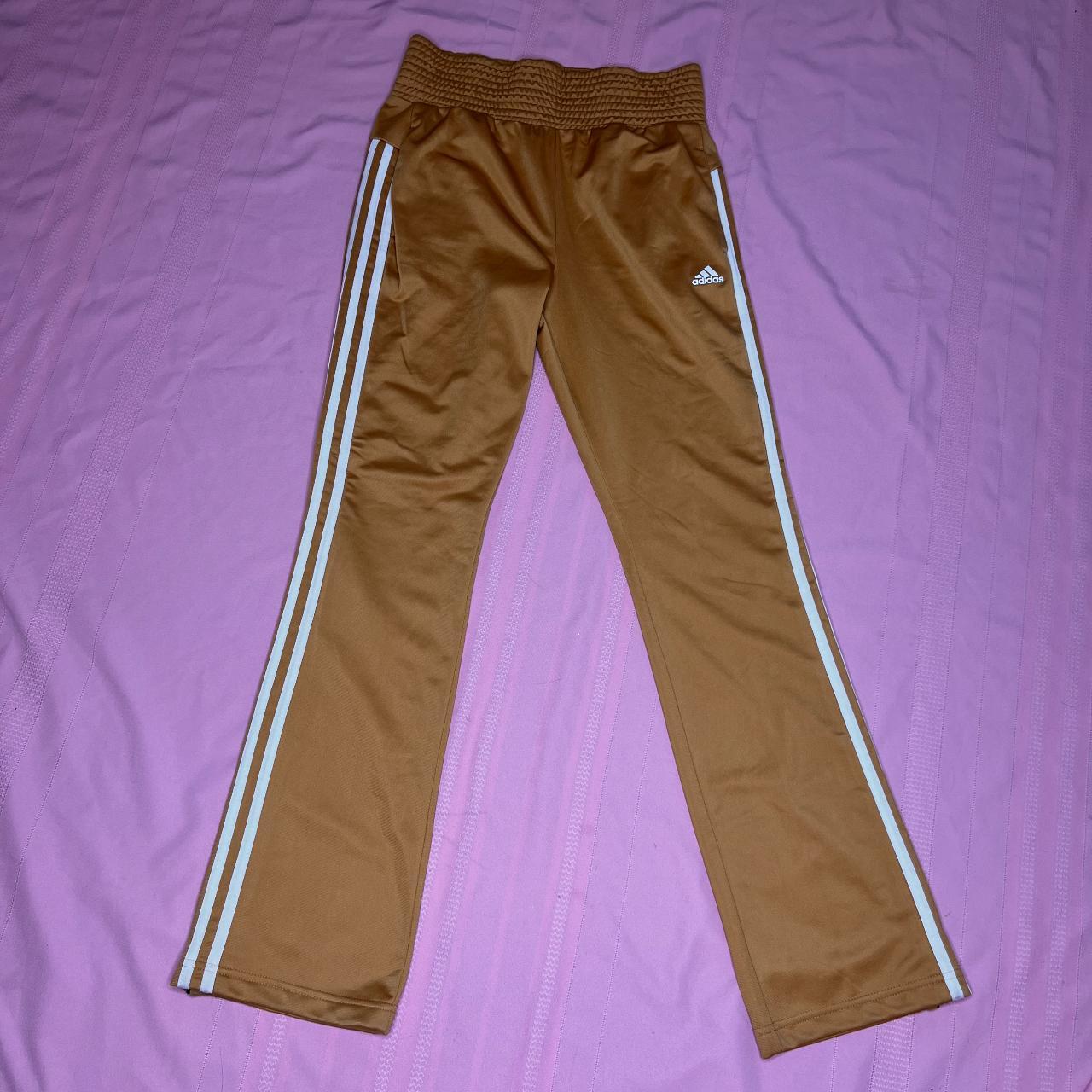 Golden Adidas Three Stripe Tracksuit Pants Little Depop