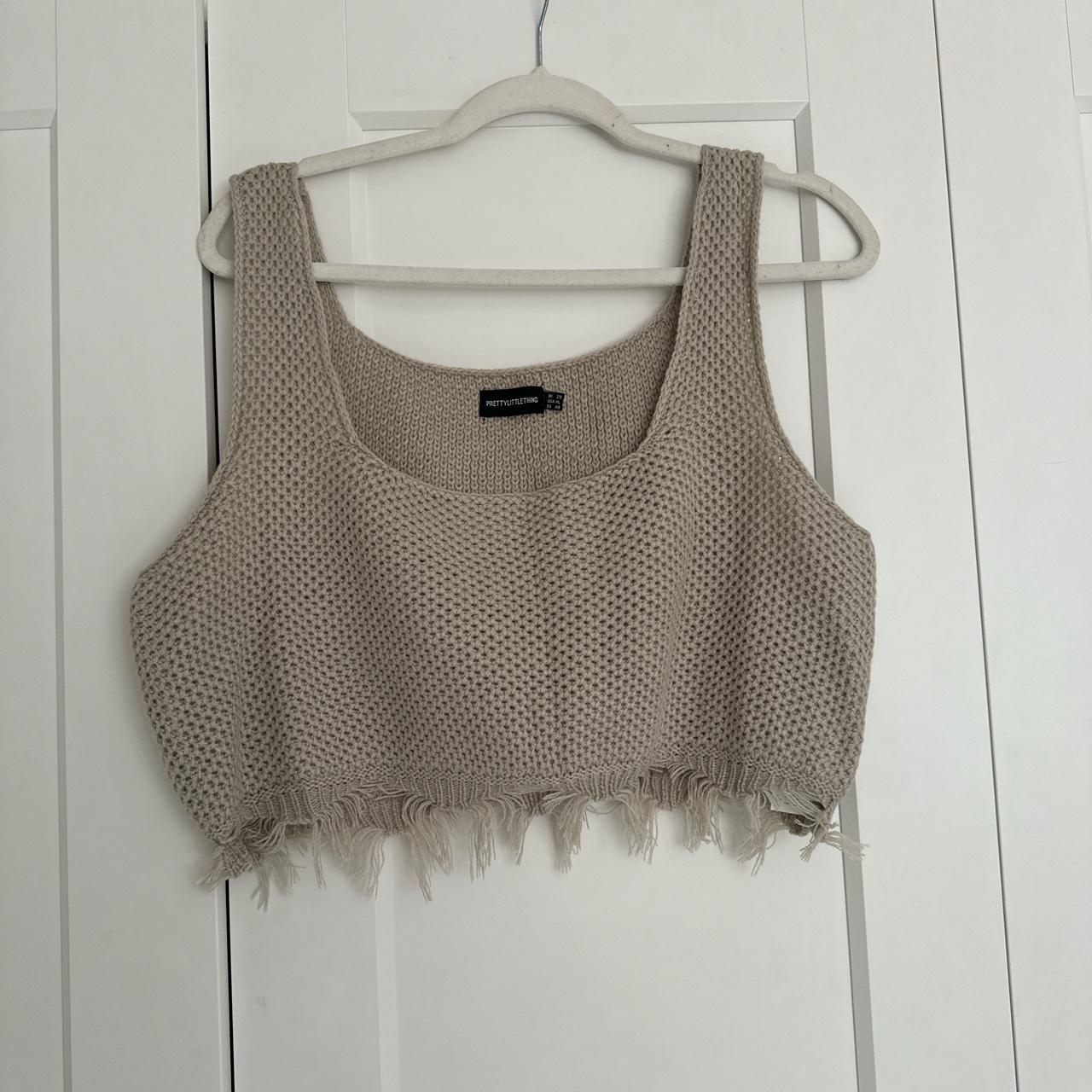 Women S Cream And Tan Crop Top Depop