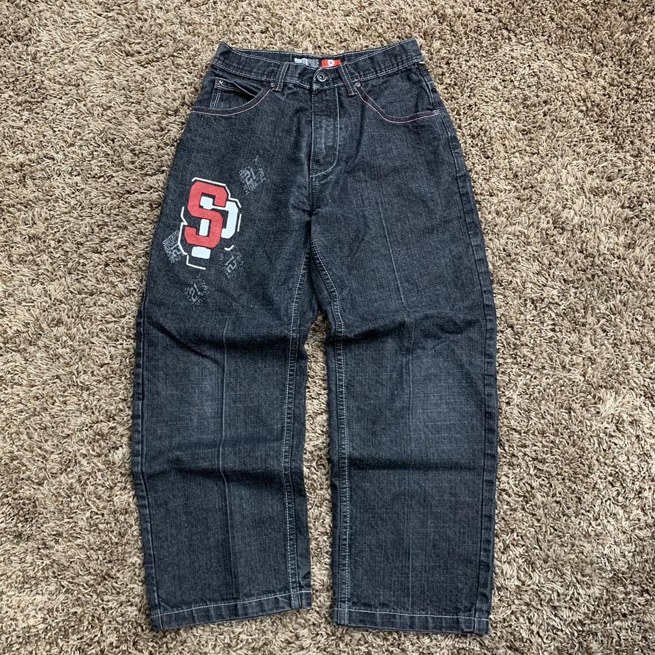 Women's Black and Red Jeans | Depop