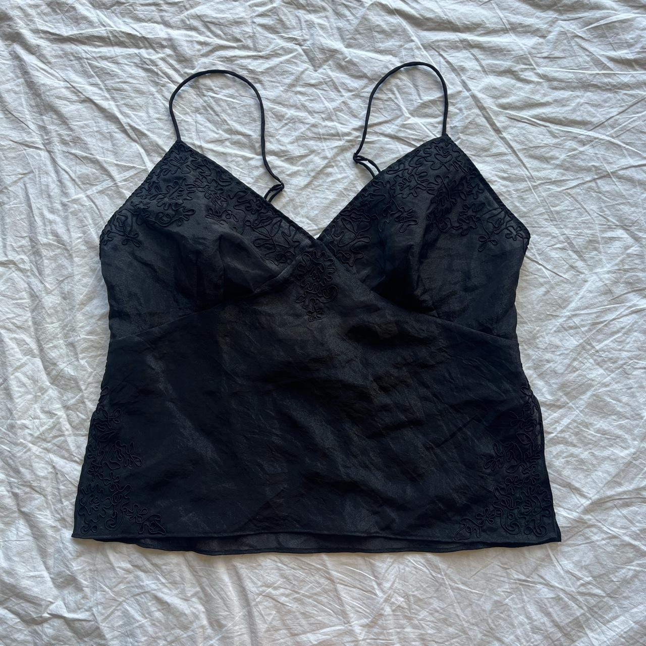 A Size S, 00's Black Sheer Cami Top 