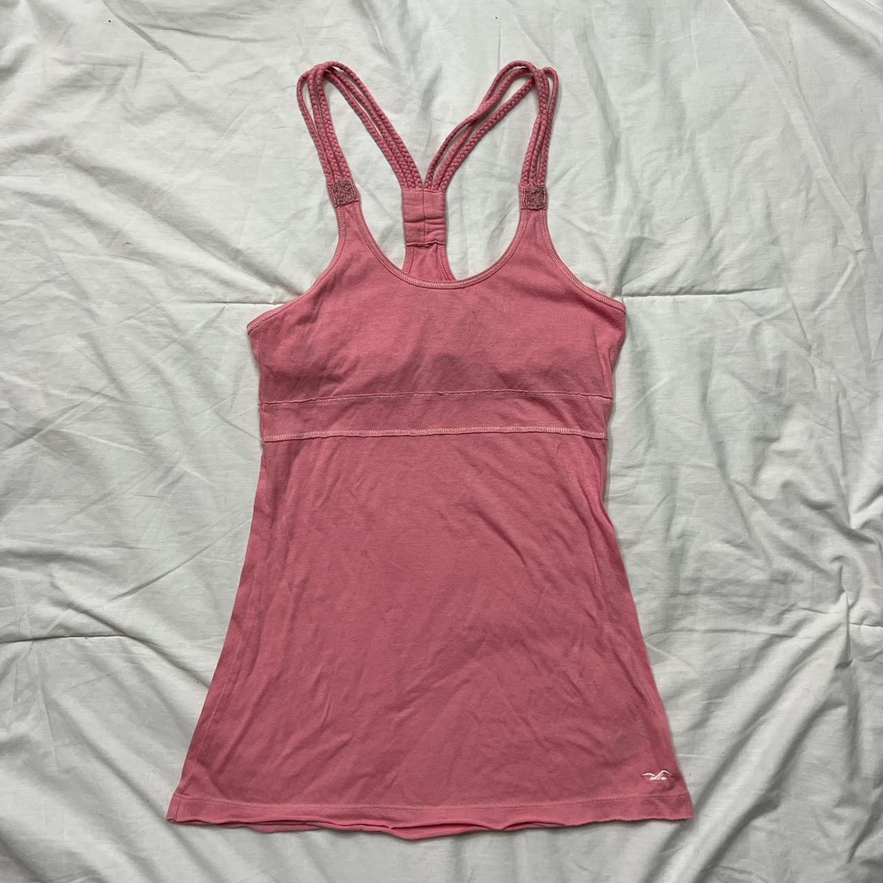 2000s pink hollister babydoll tank top size small... - Depop